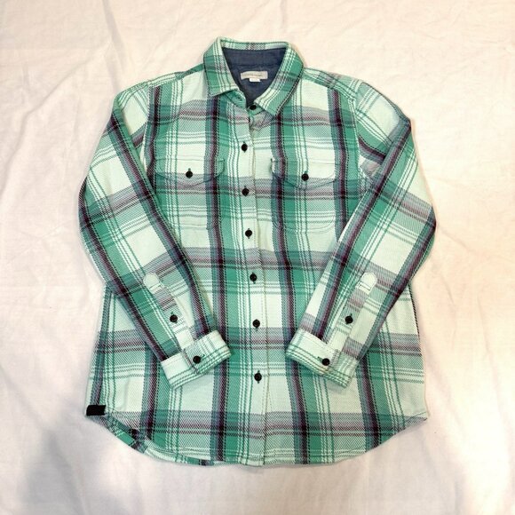Outerknown Sweaters - Outerknown Women's Blanket Shirt Plaid Green Button Down Size XS Cabin Country